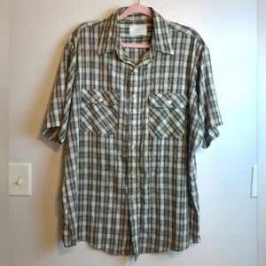 Vintage Perma-Prest Men’s Short Sleeve Button Down Plaid XL